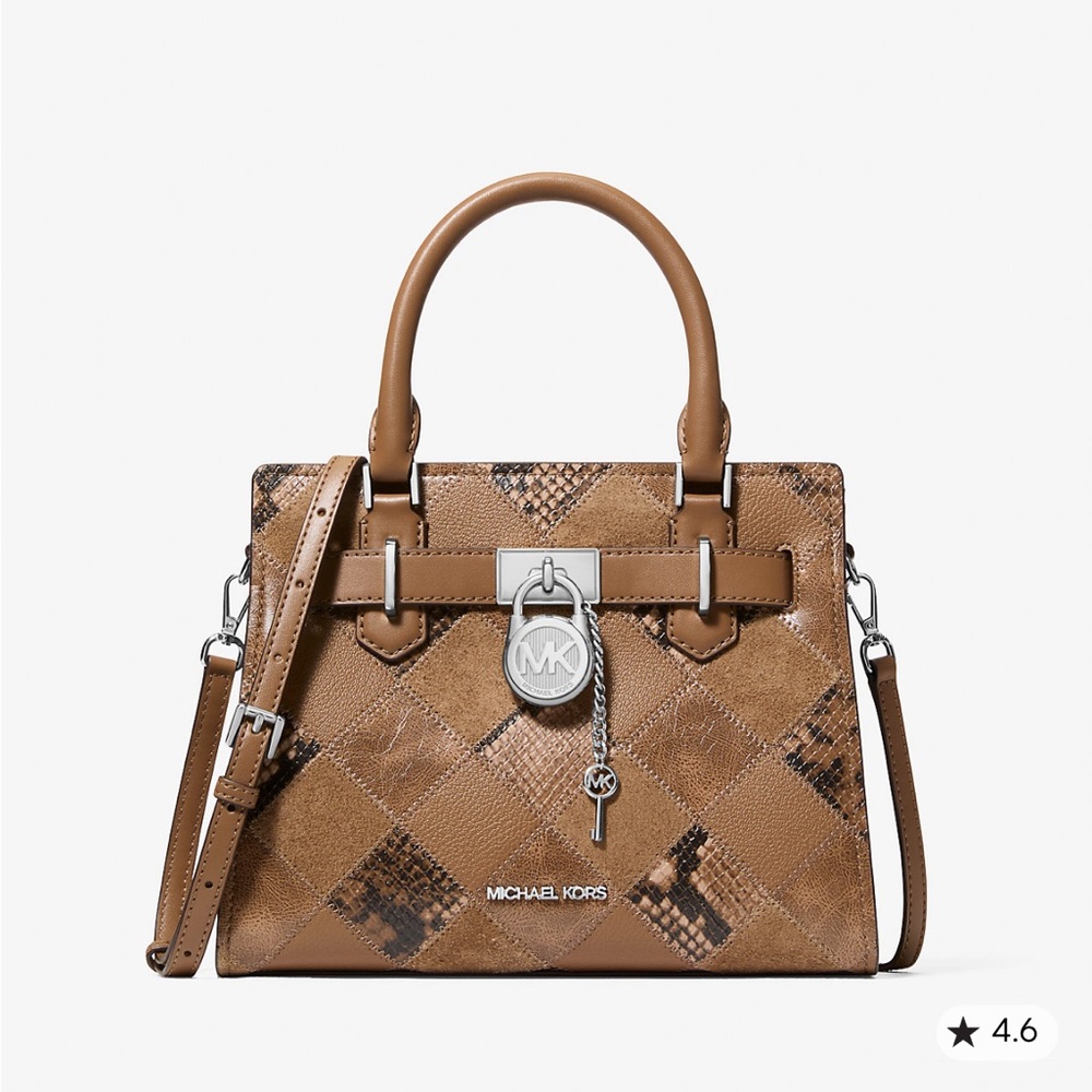 Michael Kors Hamilton Brown Patchwork Satchel Nwt - image 1